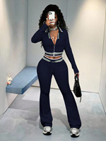 Haut court zippé à col montant et manches longues pour femme, style européen et américain, tendance, à porter avec un pantalon moulant ajusté