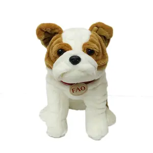 Oem/odm, оптовая продажа, белые Искусственные фигурки собак, милые игрушечные животные, плюшевые игрушки, креативные подарки с музыкой