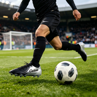 Chaussures de football professionnelles en tricot pour terrain ferme, bleu et blanc dégradé, personnalisables pour équipes