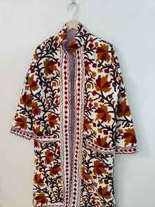 Chaqueta Larga Bordada a Mano, Kimono, Abrigo Cálido de Invierno para Mujer, Abrigo de Algodón Suzani, Chaqueta, Bata Larga Bordada a Mano - Product Image 5