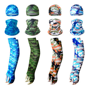Cycling Sun Protection Set Arm Sleeves <b>Neck</b> <b>Warmer</b> Cap Camouflage Pattern Outdoor Sport Gear - Product Image 1