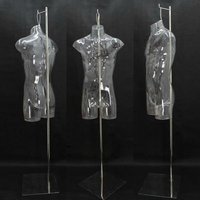 Maniquí de plástico transparente para hombre, ropa interior de forma superior, busto masculino, Torso para Lencería