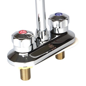 Grifo de Lavabo Cromado de Doble Manija, Montado en el Tapa del Lavabo, 2 Orificios, Estilo Moderno, con Válvula de Cerámica - Product Image 4