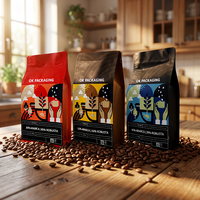 Sachet de café multi-usages personnalisé en gros, sac à huit soudures latérales avec valve de dégazage pour le stockage de café torréfié en détail