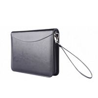 Porte-documents A5 en cuir avec fermeture éclair, organiseur de documents, classeur à 6 anneaux, carnet de notes et agenda pour bureau et affaires