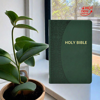 Sainte Bible en cuir PU souple avec logo personnalisé La Louis, bord doré et motif estampé à chaud – Collection Factory Creative Green