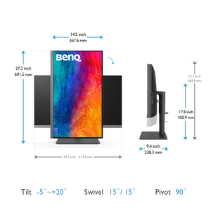ใหม่เบ็นคิว PD2706U 4K จอภาพ IPS LED 3840x2160 จอแสดงผล 60Hz 5ms เวลาตอบสนอง HDR400 มืออาชีพดีไซเนอร์มอนิเตอร์สำหรับพีซี - Product Image 5