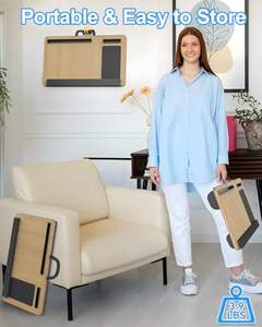 202506 grand bureau d'<span class=keywords><strong>ordinateur</strong></span> <span class=keywords><strong>portable</strong></span> en bois pour <span class=keywords><strong>lit</strong></span> jusqu'à 17 pouces Table avec <span class=keywords><strong>repose</strong></span>-poignet tapis de souris tablette fente pour téléphone - Product Image 5