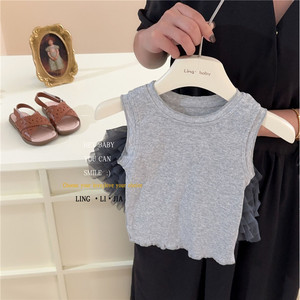 Tongxingyuan Baby Girls <b>Tutu</b> Skirt Set Cotton Two Piece Summer Outfit Solid Color Thin Fabric Kids Clothing Set - Product Image 4