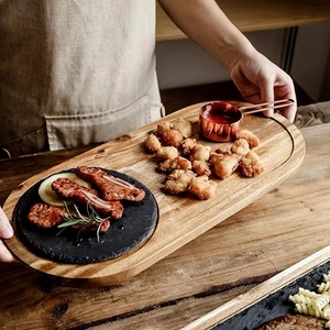 Assiette de Dîner Ovale de Luxe en Bois d'Acacia Écologique, Taille Personnalisée, Gravure, Vaisselle Moderne pour Restaurant, Idéale pour Steak, Tendance - Product Image 4