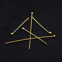 25mm laiton vente en gros bijoux résultats 24K or rempli fournitures perle ronde tête de boule broches pour la fabrication de boucles d'oreilles