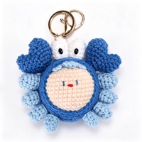 Porte-clés en crochet animaux marins faits main, peluches tricotées étoile de mer, requin, homard, crabe, breloque de sac, pendentif, cadeau