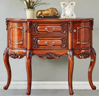 Table console en bois massif de luxe Entrée Villa Salon avec miroir Armoire de rangement