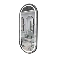 Perlengkapan Salon Modern Terlaris, Cermin Khusus Barbershop dengan Lampu LED, Cermin Dinding Aluminium untuk Tata Rambut