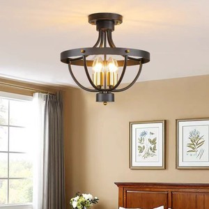 American Country <span class=keywords><strong>Lustre</strong></span> de restaurant en fer Style rétro industriel Lampe noire Creative Bedroom Study <span class=keywords><strong>Plafonnier</strong></span> - Product Image 3