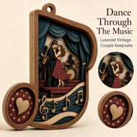 Ornement musical vintage en contreplaqué peuplier découpé au laser, motif couple jazz, pour décoration intérieure et cadeau, vente en gros OEM/ODM, CPSC, DDP