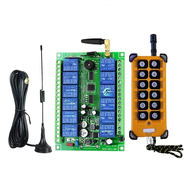 3000m Industrial DC 12V 24V 36V 48V 12CH RF Wireless Remote Control Overhead travelling crane System Receiver Suckers antenna...