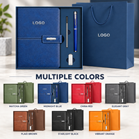 Ensemble cadeau de bloc-notes en cuir vintage A5 avec logo personnalisé, stylo, recharge, clé USB, boîte 146x213mm avec sac de transport, vente en gros