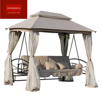 Nouvel arrivage de lit balançoire de loisirs en plein air, gazébo avec moustiquaire, meubles de jardin
