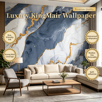 Autocollant mural de luxe bleu marine marbré avec veines dorées XPE/EPE/IXPE, imperméable, ignifuge, insonorisant, moderne, pour salle de bain et salon, garantie 5 ans
