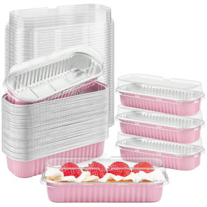 Beasea - Paquete De 50 Latas Para Tartas Pequeñas Desechables Con Tapas, 10 Cm, 227 G, De Aluminio Brillante En Color Rojo, Latas Pequeñas Redondas Para Tartas, Recipientes Individuales Para Postres