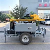 Foreuse portable sur roues pour puits d'eau, équipement de forage de puits profonds de 200 m, machine de forage de puits d'eau en roche