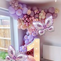 Chaîne de ballons papillon violets très tendance pour fête d'anniversaire, Saint-Valentin, demande en mariage, décoration de scène de mariage