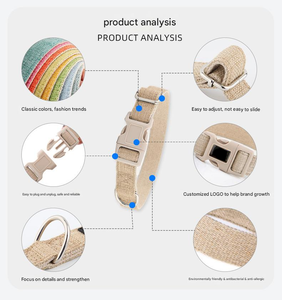 Venta al por mayor Productos para mascotas Eco Friend Pure Hemp <span class=keywords><strong>Collar</strong></span> para mascotas Hebilla ajustable Small Medium Cat Dogs Hipoalergénico <span class=keywords><strong>Collar</strong></span> para mascotas Charms - Product Image 3