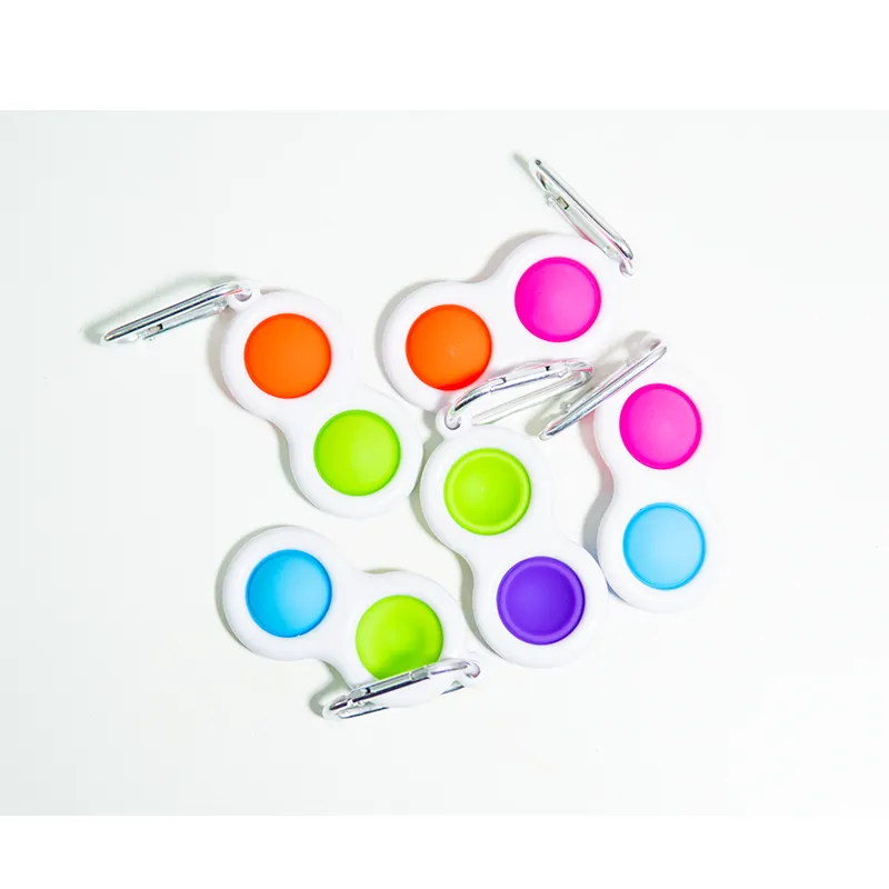 mini silicone sensory push pop bubble key chain 2 piece fidget toy simple dimple digits for stress relief