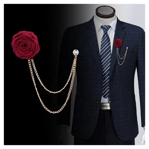 Broche de Flores para Hombre, Pin de Solapa para Traje, Tela de Satén de Seda para Boda, <span class=keywords><strong>Barato</strong></span> al por Mayor - Product Image 3