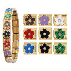 Populares Dijes Italianos de Trébol a Granel, de Acero Inoxidable que no se Deslustra, Chapados en Oro de 18K, para Pulseras de Dijes Italianos con Diseño de Flor - Product Image 1