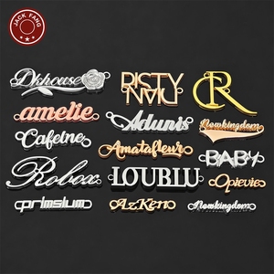 JACK FANG Custom Metal 3D Embossed Logo Label For Garment Laser Cut Plated Brand <b>Name</b> <b>Tag</b> - Product Image 2