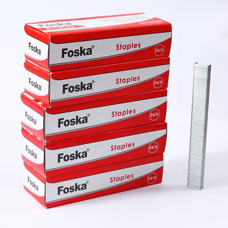 FOSKA 5000PCS Color Box Staples Office Galvanized Staples Standard Stapler Pin 26 6 Silver Metal School Stationery