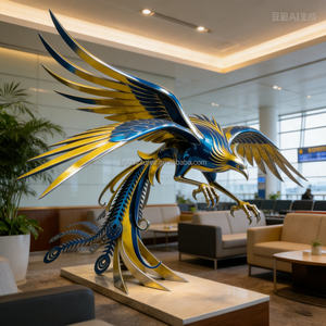 맞춤형 스테인리스 스틸 불사조 조각 - 갤러리 및 고급 공간을 위한 OEM/ODM 아트 데코 - Product Image 6