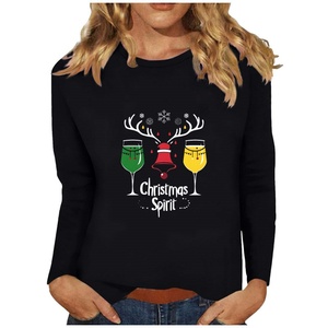 Spot europeo e americano sito web indipendente <span class=keywords><strong>natale</strong></span> vendita calda girocollo da <span class=keywords><strong>donna</strong></span> a maniche lunghe modello di <span class=keywords><strong>t</strong></span>-<span class=keywords><strong>shirt</strong></span> personalizzato - Product Image 3