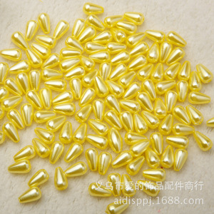 Perles en vrac imitation perle ABS jaunes en forme de goutte d'eau 6x10mm pour la fabrication de bijoux DIY, fournitures artisanales, vente en gros - Product Image 1