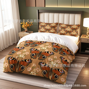 Parure de lit papillon marron caramel Xzl pour lit 1,8 m, impression numérique, douce et respirante, été 2026 - Product Image 3