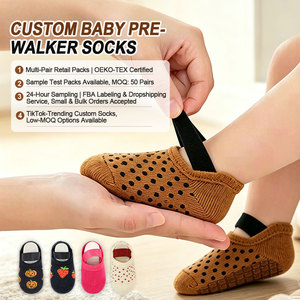 Calcetines de suelo para bebé con dibujos animados, calcetines antideslizantes de silicona de palma completa con correa para niños pequeños, calcetines con agarre para interiores para niños - Product Image 6