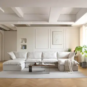 ATUNUS Minimalist Soft Linen Fabric Modulares Sofa Wohnzimmer möbel Chaiselongue Wasch bare Sleeper Corner Schnitts ofa Set
