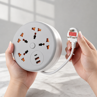 Multiprise murale multifonctionnelle avec veilleuse USB, pour bureau, maison, dortoir, avec long câble et prises multiples