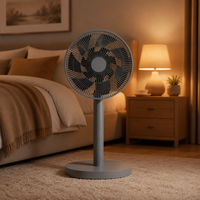 Ventilateur sur pied réglable en hauteur, moteur BLDC de 12 pouces, inclinaison manuelle à 100°, télécommande, alimentation électrique par batterie, pour usage hôtelier