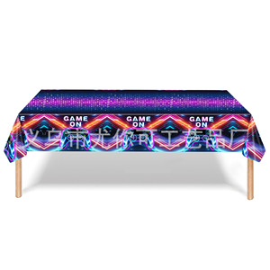 Purple Colorful Game Theme Birthday Party Banner Decoration Set <b>Rectangle</b> Digital Printing 40-60 Pcs Environment Friendly Paper - Product Image 2