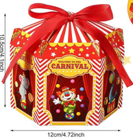 Boîte cadeau à thème carnaval, boîte à bonbons en papier cirque, décoration de fête rayée pour anniversaire, décoration de carnaval, friandise