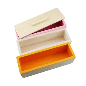 Silicone Soap Mold With Wooden Box And Lid Rectangle Silicone Making Soap DIY Soap Moulds Or Cake Molds From Chinese Factory