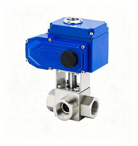 บอลวาล์วสแตนเลสสีน้ำเงินแบบสามทาง รุ่น AX-Q914/5F/N-320P เกลียวตัวเมียสูง DN20 สำหรับงานบริการ - Product Image 1