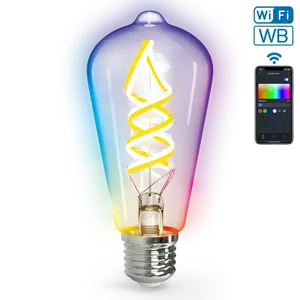 Lampadina intelligente RGBW ST64 E27 4.9W - controllo Wi-Fi, luce regolabile; ideale per ambientare gli spazi e personalizzare l'illuminazione - Product Image 1