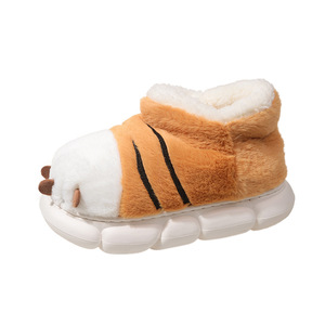 Chaussons d'hiver pour femmes, mignons et amusants, en coton, en peluche, avec pattes <span class=keywords><strong>de</strong></span> <span class=keywords><strong>tigre</strong></span>. - Product Image 2