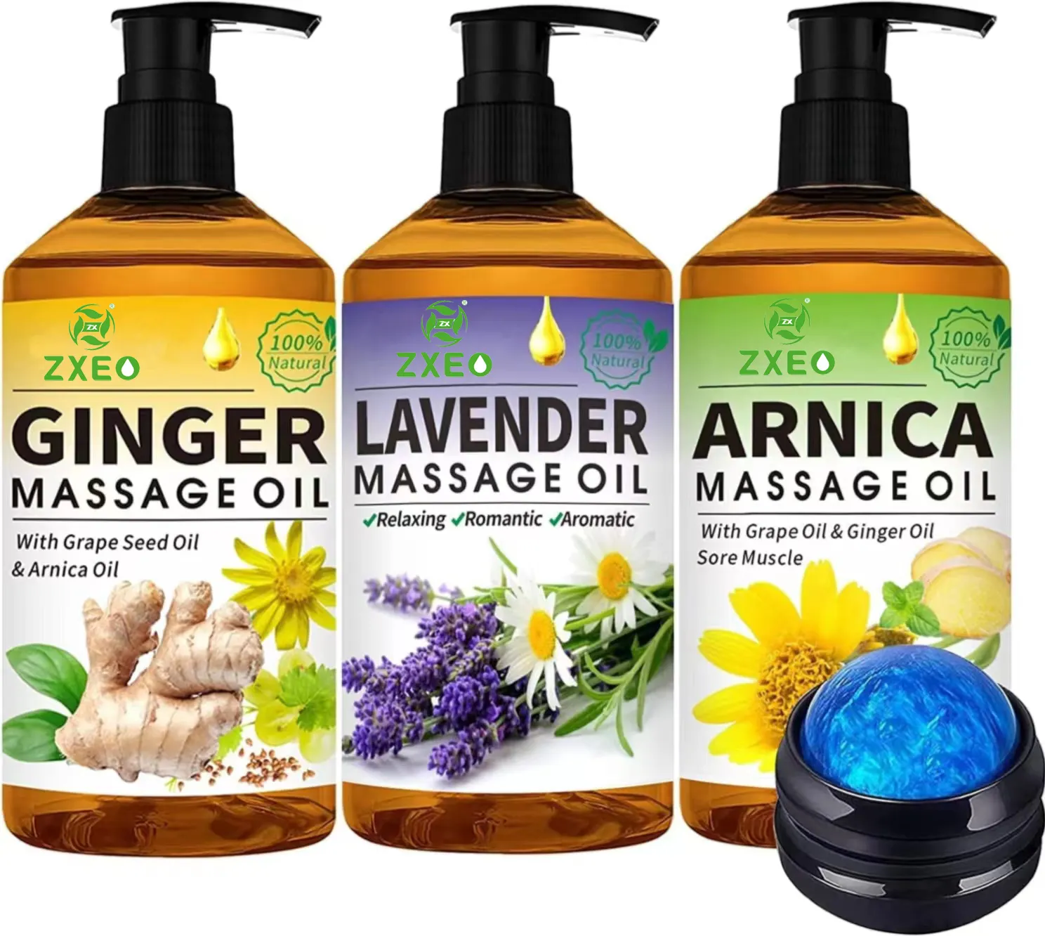 Olio da massaggio olio di zenzero drenaggio linfatico e Arnica mal di muscoli e lavanda oli rilassanti-Spa regalo per la festa della mamma per gli uomini Wom