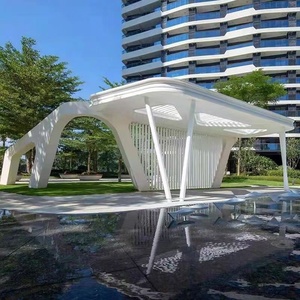 Pergola moderne en aluminium blanc, pavillon de jardin, résistant aux intempéries, structure rectangulaire extérieure avec revêtement en poudre - Product Image 1