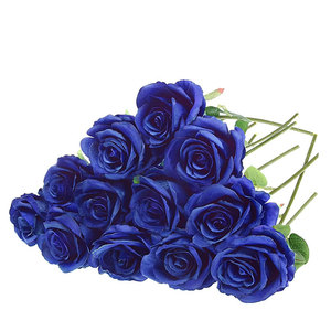 ดอกกุหลาบสีน้ำเงินปลอม ขายส่งจำนวนมาก ดอกกุหลาบกำมะหยี่สีน้ำเงินแบบพิเศษสำหรับงานแต่งงาน ขอแต่งงาน และตกแต่งบ้าน - Product Image 4